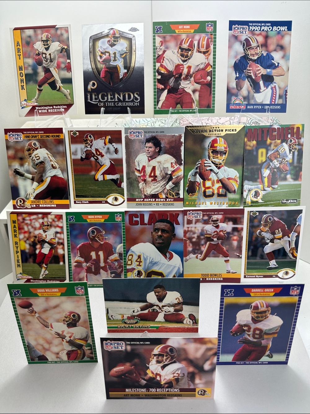 Art Monk/Doug Williams/Darrell Green/Rypien Redskins vintage lot of 18